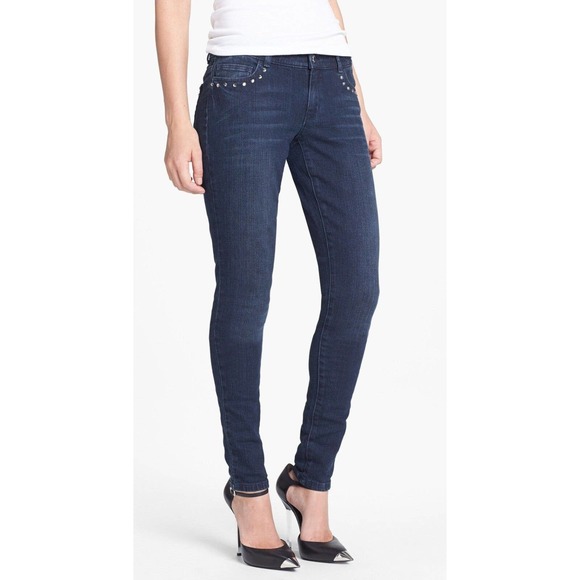 Michael Kors Embellished Skinny Jeans Denim Pants Trousers Stellar 2 New $135 - Picture 6 of 8